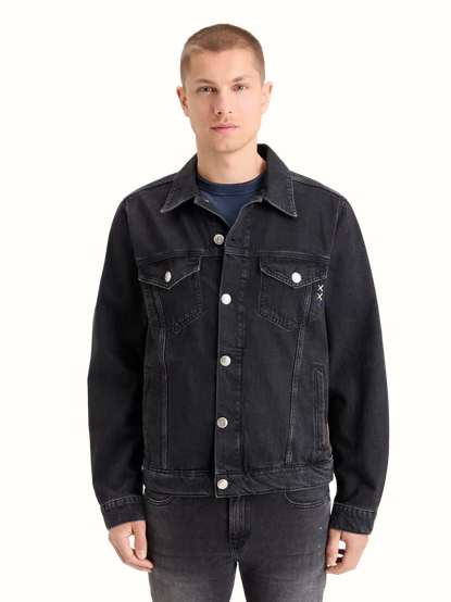 Scotch & Soda Washed Black Denim Trucker Jacket