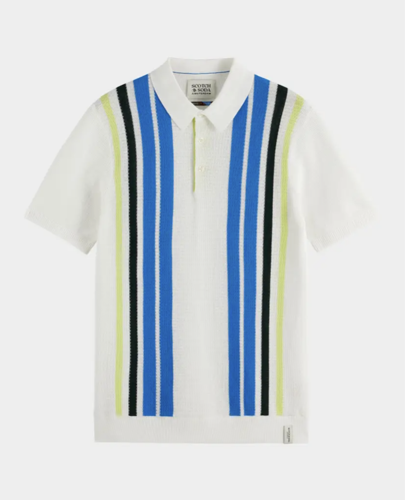 S&S Structured Knitted Striped Polo