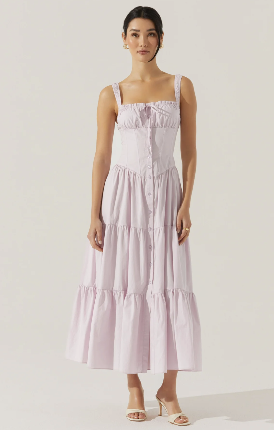 Astr Temperance Tiered Milkmaid Dress