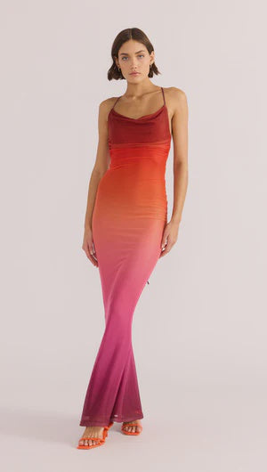 MinkPink Cosima Ombre Mesh Maxi Dress